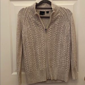 Tribal Zip Up Sweater, Cream, Medium. EUC